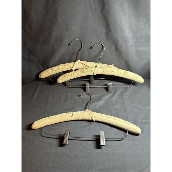 Other - Set Of 3 Cloth Padded Combo Hangers With Bow & Gun Metal Silver Hardware
